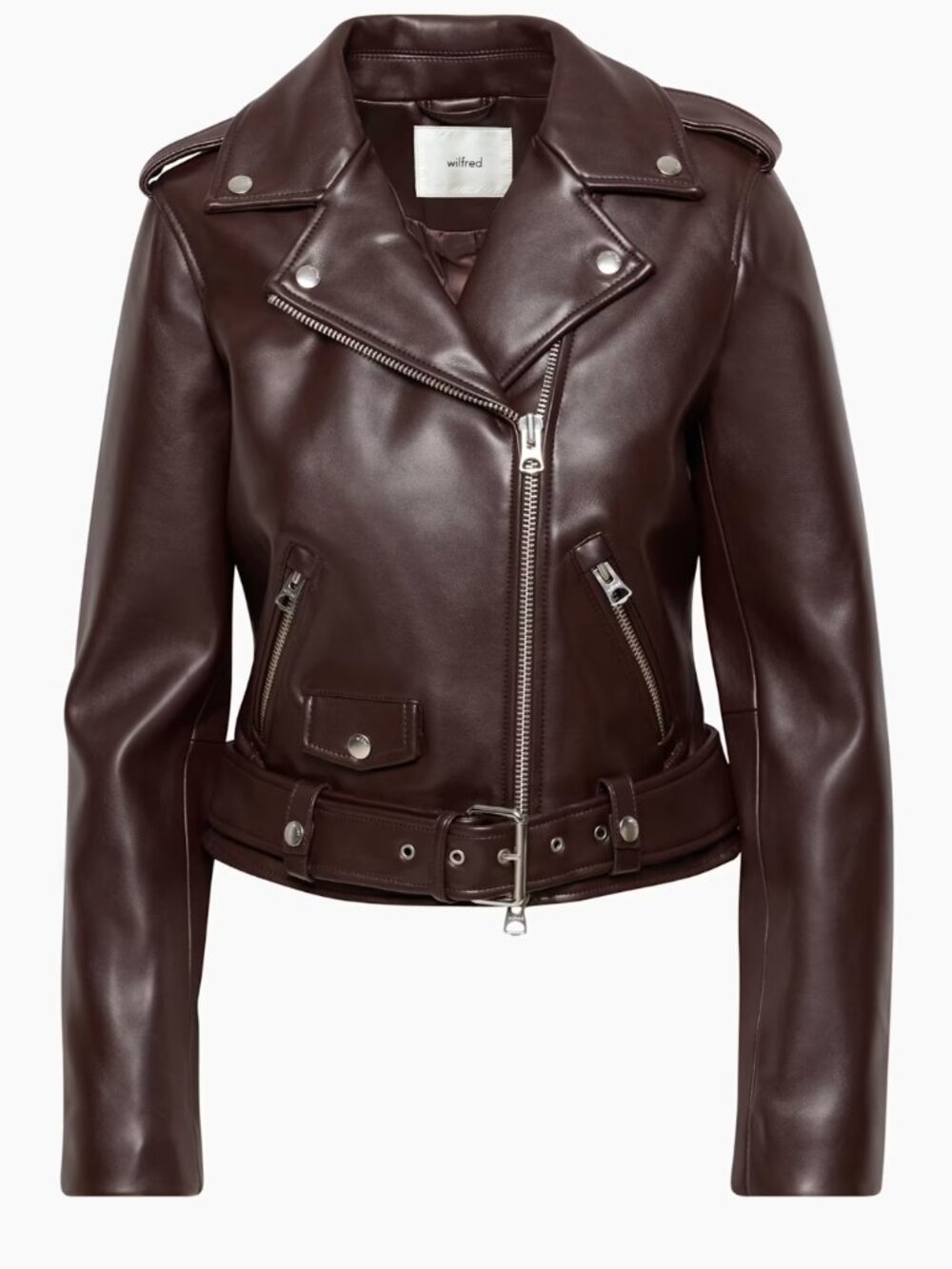 Wilfred Aritzia Women's T-Bird Vegan Leather Jacket - Brown 2XS